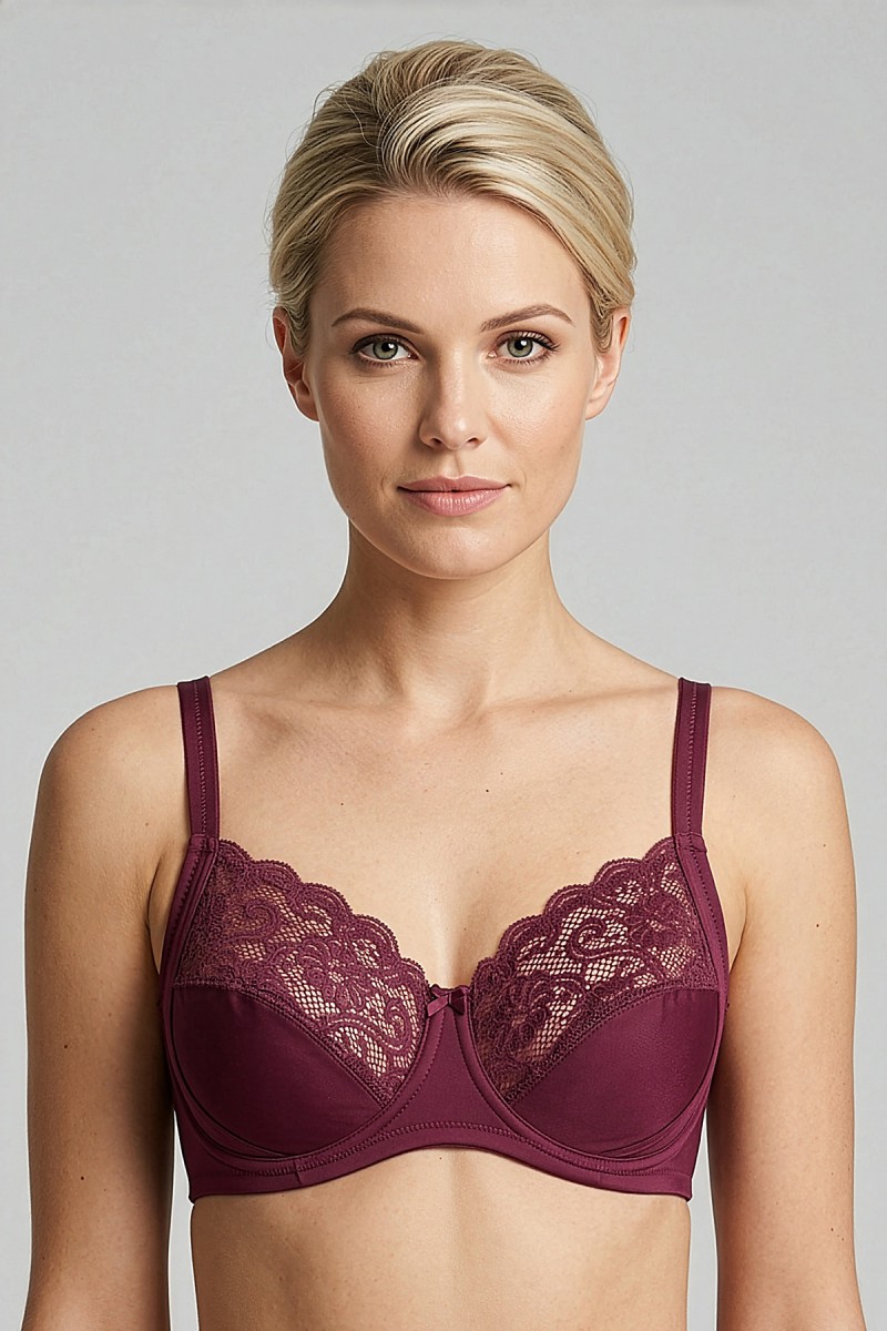 Newbra 6000 Bordo Dantelli Balenli Toparlayıcı Sütyen